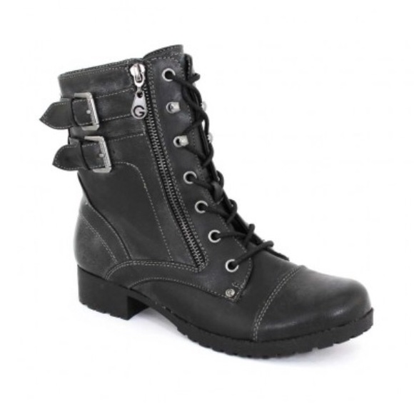 G by Guess Shoes - G by Guess Women’s Bruze Black Combat Boots